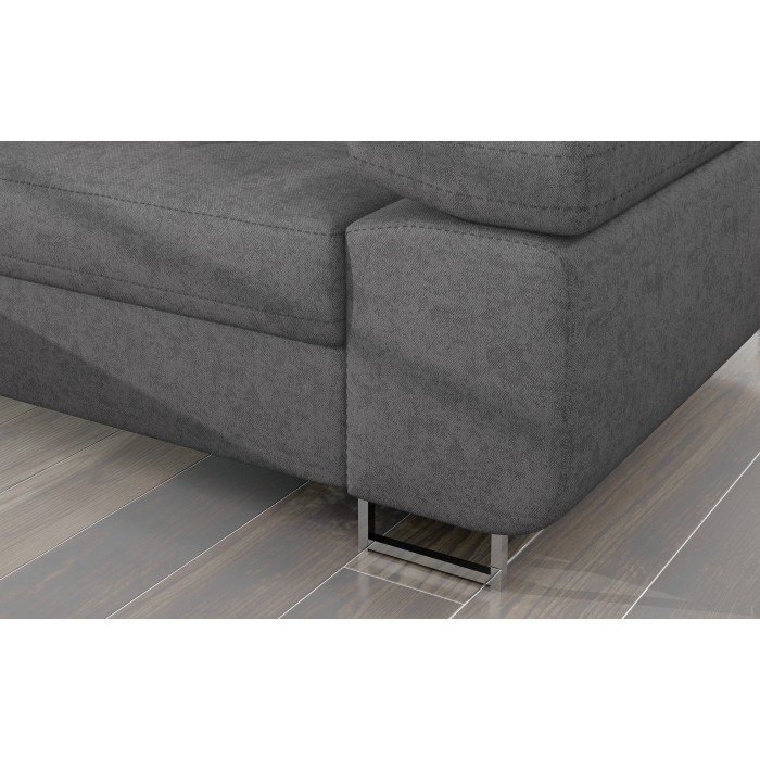 Canapé d’angle convertible AMANDA gris en tissu jacquard 