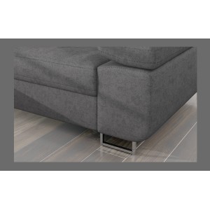 Canapé d’angle convertible AMANDA gris en tissu jacquard 