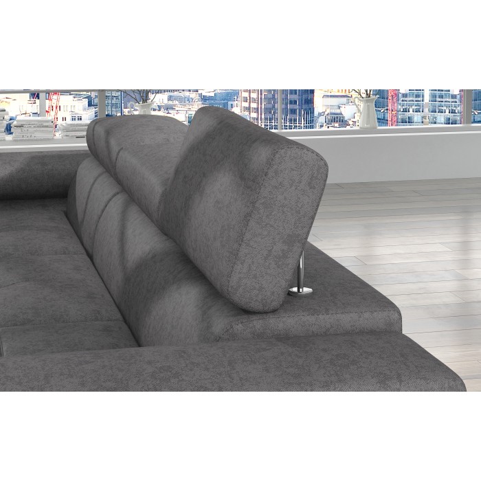 Canapé d’angle convertible AMANDA gris en tissu jacquard 