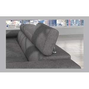 Canapé d’angle convertible AMANDA gris en tissu jacquard 