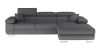 Canapé d’angle convertible AMANDA gris chiné en tissu jacquard avec coffre 
