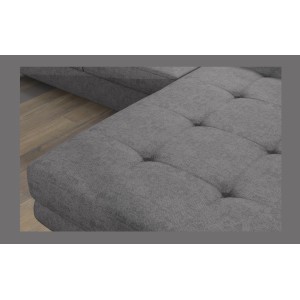 Canapé d’angle convertible AMANDA gris chiné en tissu jacquard avec coffre 
