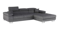 Canapé d’angle convertible AMANDA gris chiné en tissu jacquard avec coffre 