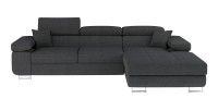 Canapé d’angle convertible AMANDA gris foncé en tissu structuré avec coffre 