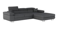 Canapé d’angle convertible AMANDA gris foncé en tissu structuré avec coffre 