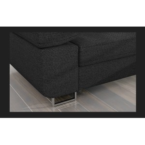 Canapé d’angle convertible AMANDA gris foncé en tissu structuré avec coffre 