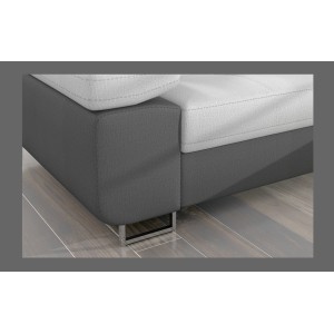 Canapé d’angle convertible AMANDA gris clair et gris foncé avec coffre intégré 