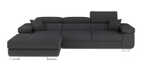 Canapé d’angle convertible AMANDA gris foncé chenille tissée avec coffre 