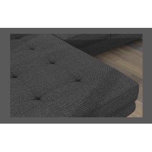 Canapé d’angle convertible AMANDA gris foncé chenille tissée avec coffre 