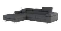 Canapé d’angle convertible AMANDA gris foncé chenille tissée avec coffre 