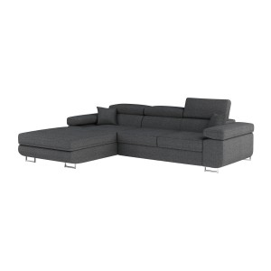 Canapé d’angle convertible AMANDA gris foncé chenille tissée avec coffre 