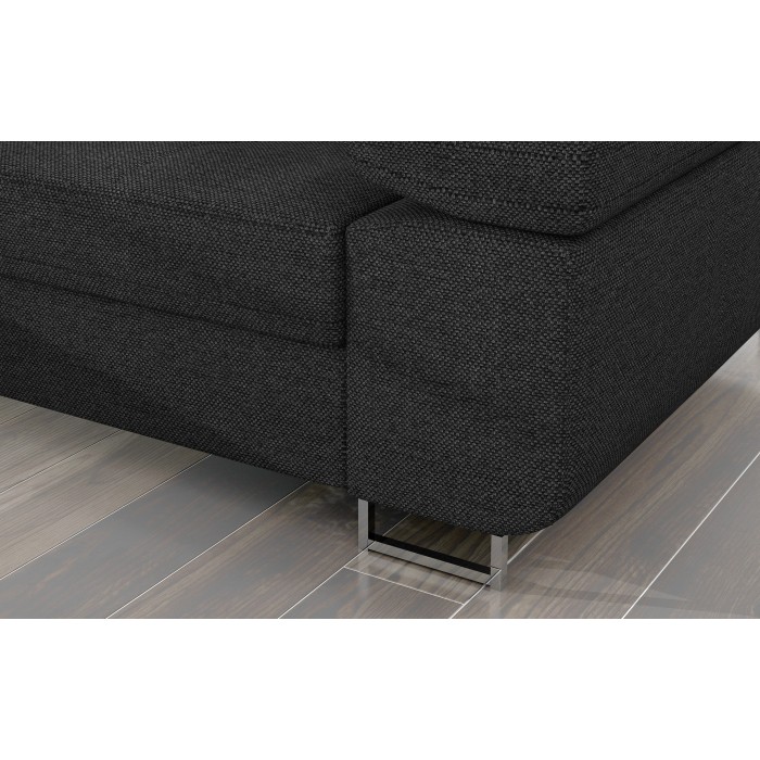 Canapé d’angle convertible AMANDA gris foncé chenille tissée avec coffre 