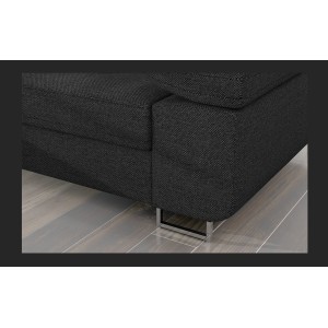 Canapé d’angle convertible AMANDA gris foncé chenille tissée avec coffre 