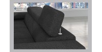 Canapé d’angle convertible AMANDA gris foncé chenille tissée avec coffre 