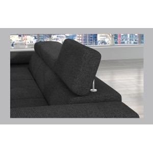 Canapé d’angle convertible AMANDA gris foncé chenille tissée avec coffre 