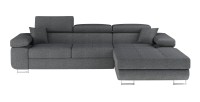 Canapé d’angle convertible AMANDA gris foncé chenille fine avec coffre 