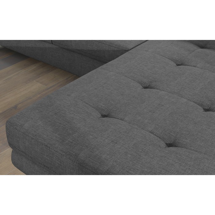 Canapé d’angle convertible AMANDA gris foncé chenille fine avec coffre 