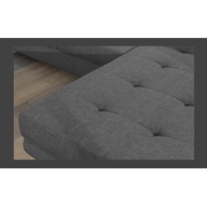 Canapé d’angle convertible AMANDA gris foncé chenille fine avec coffre 