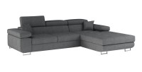 Canapé d’angle convertible AMANDA gris foncé chenille fine avec coffre 