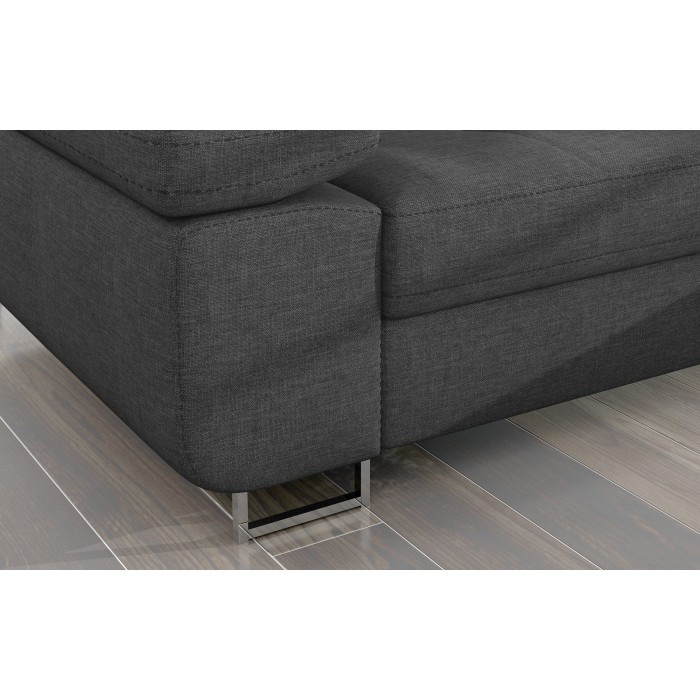 Canapé d’angle convertible AMANDA gris foncé chenille fine avec coffre 
