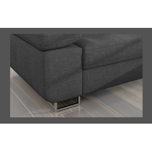 Canapé d’angle convertible AMANDA gris foncé chenille fine avec coffre 