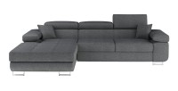 Canapé d’angle convertible AMANDA gris foncé chenille fine avec coffre 