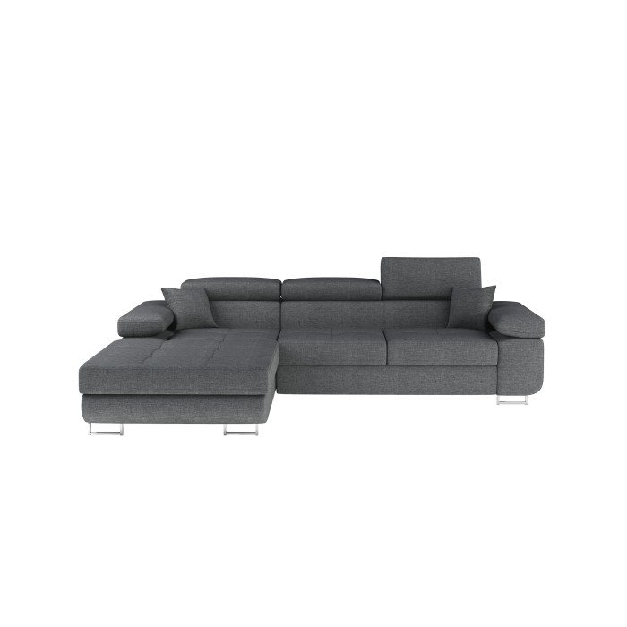 Canapé d’angle convertible AMANDA gris foncé chenille fine avec coffre 