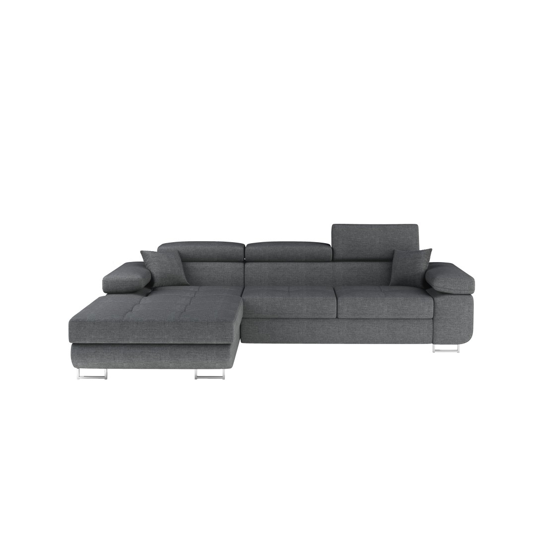 Canapé d’angle convertible AMANDA gris foncé chenille fine avec coffre 