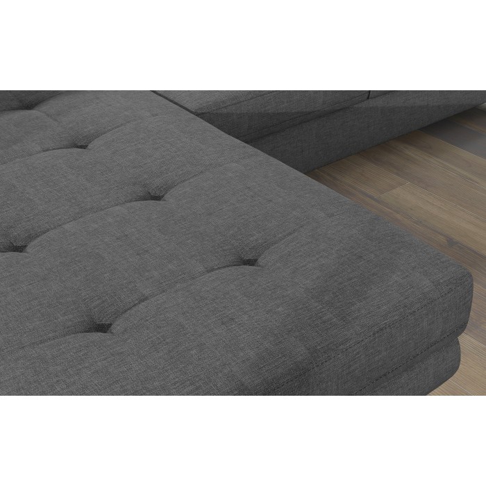 Canapé d’angle convertible AMANDA gris foncé chenille fine avec coffre 
