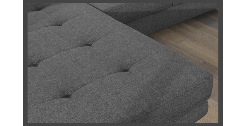 Canapé d’angle convertible AMANDA gris foncé chenille fine avec coffre 
