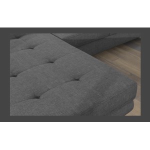 Canapé d’angle convertible AMANDA gris foncé chenille fine avec coffre 