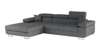 Canapé d’angle convertible AMANDA gris foncé chenille fine avec coffre 