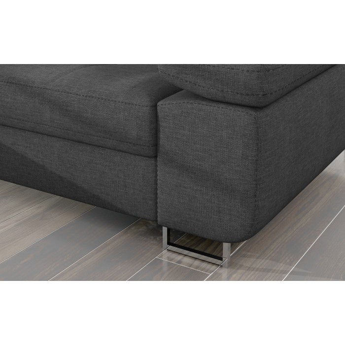 Canapé d’angle convertible AMANDA gris foncé chenille fine avec coffre 