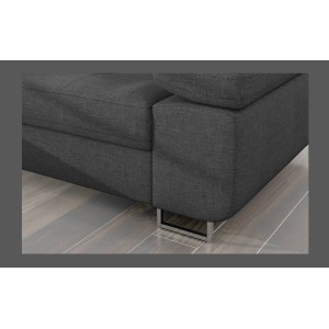 Canapé d’angle convertible AMANDA gris foncé chenille fine avec coffre 