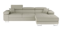Canapé d’angle convertible AMANDA beige velours côtelé avec coffre 