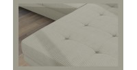 Canapé d’angle convertible AMANDA beige velours côtelé avec coffre 
