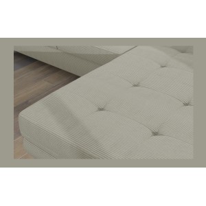 Canapé d’angle convertible AMANDA beige velours côtelé avec coffre 