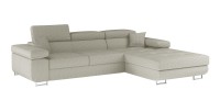 Canapé d’angle convertible AMANDA beige velours côtelé avec coffre 