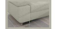 Canapé d’angle convertible AMANDA beige velours côtelé avec coffre 