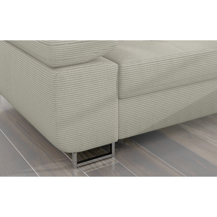 Canapé d’angle convertible AMANDA beige velours côtelé avec coffre 