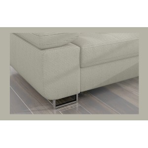 Canapé d’angle convertible AMANDA beige velours côtelé avec coffre 