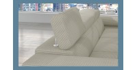 Canapé d’angle convertible AMANDA beige velours côtelé avec coffre 