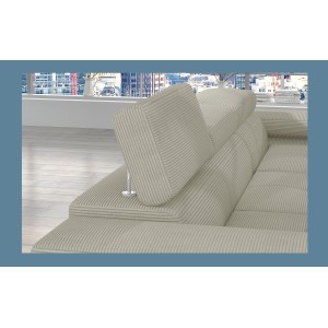 Canapé d’angle convertible AMANDA beige velours côtelé avec coffre 