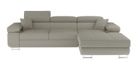 Canapé d’angle convertible AMANDA beige foncé velours côtelé avec coffre 