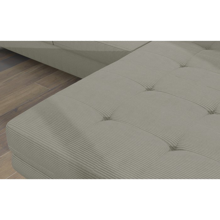 Canapé d’angle convertible AMANDA beige foncé velours côtelé avec coffre 