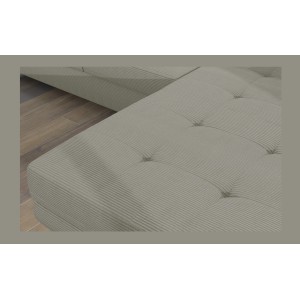 Canapé d’angle convertible AMANDA beige foncé velours côtelé avec coffre 