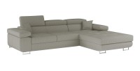 Canapé d’angle convertible AMANDA beige foncé velours côtelé avec coffre 