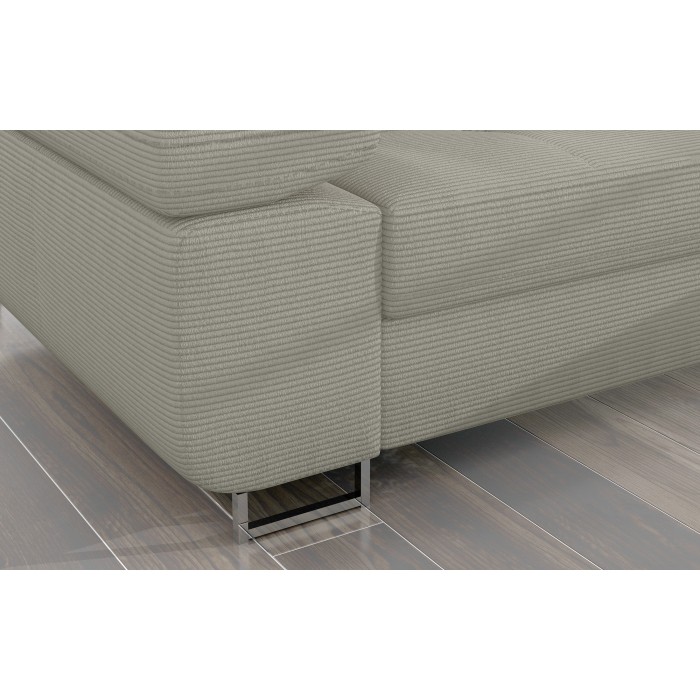 Canapé d’angle convertible AMANDA beige foncé velours côtelé avec coffre 