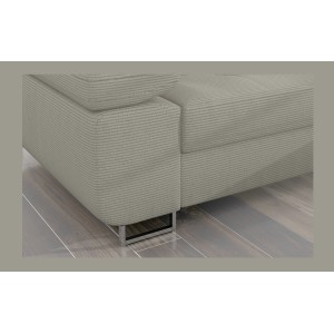 Canapé d’angle convertible AMANDA beige foncé velours côtelé avec coffre 
