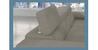 Canapé d’angle convertible AMANDA beige foncé velours côtelé avec coffre 